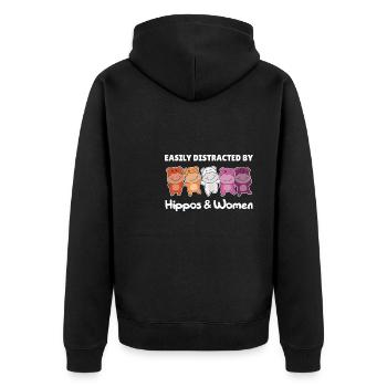 Lesbische Flag Pride LGBTQ süßer Hippo - Unisex Premium Bio Zip Hoodie - Schwarz - Hinten - Nico (187cm)