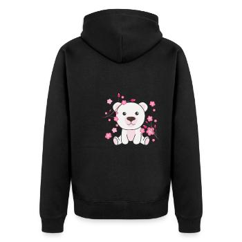 Ours polaire Animaux mignons pour enfants Kawaii - Veste à capuche bio Premium Unisexe - noir - Dos - Nico (187cm)