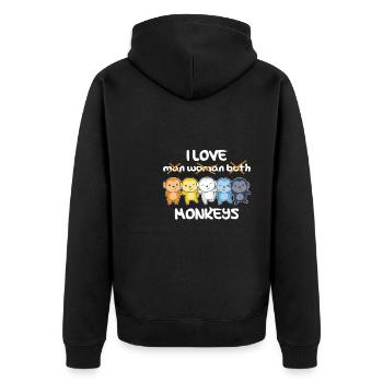 Aroace Flag Pride LGBTQ Cute Monkey - Unisex Premium Organic Zip Hoodie - black - Back - Nico (187cm)