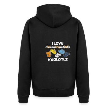 Aroace Flag Pride LGBTQ Cute Axolotl - Unisex Premium Organic Zip Hoodie - black - Back - Nico (187cm)