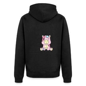 Kawaii Gothic Capybara Pastellfarben Gothic Goth - Unisex Premium Bio Zip Hoodie - Schwarz - Hinten - Nico (187cm)