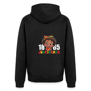 Juneteenth : Filles et garçons noirs célébrant 1865 - Veste à capuche bio Premium Unisexe - noir - Dos - Nico (187cm)
