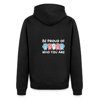 Transgender Flag Gay Pride LGBTQ Biber - Unisex Premium Bio Zip Hoodie - Schwarz - Hinten - Nico (187cm)