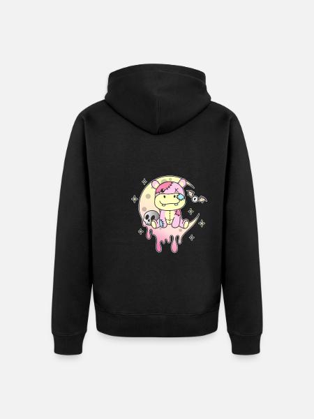Kawaii Gotico Ippopotamo Pastello Gotico Gotico - Felpa con cappuccio ecologica premium unisex - nero