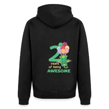 Drache zum 2. Geburtstag Kinder zwei Jahre alt - Unisex Premium Bio Zip Hoodie - Schwarz - Hinten - Nico (187cm)