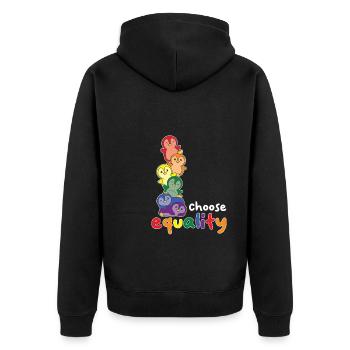 Rainbow Flag Gay Pride LGBTQ Pinguin süßer Pinguin - Unisex Premium Bio Zip Hoodie - Schwarz - Hinten - Nico (187cm)