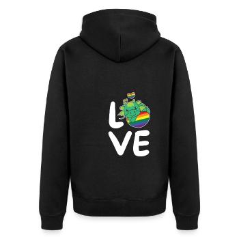 Regenbogen Flag Pride LGBTQ süßer Drache Love - Unisex Premium Bio Zip Hoodie - Schwarz - Hinten - Nico (187cm)