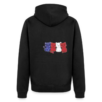 Katze für den vierten Juli USA Flagge Katzen - Unisex Premium Bio Zip Hoodie - Schwarz - Hinten - Nico (187cm)
