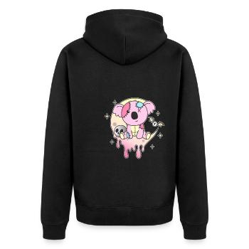 Kawaii Gothic Koala Pastellfarben Gothic Goth - Unisex Premium Bio Zip Hoodie - Schwarz - Hinten - Nico (187cm)