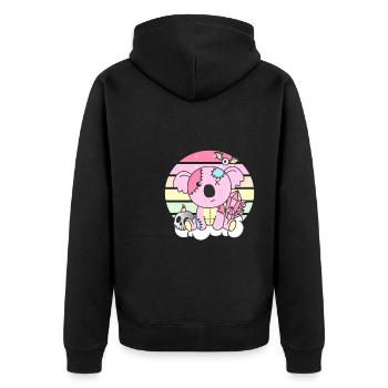 Kawaii Gothic Koala Pastellfarben Gothic Goth - Unisex Premium Bio Zip Hoodie - Schwarz - Hinten - Nico (187cm)