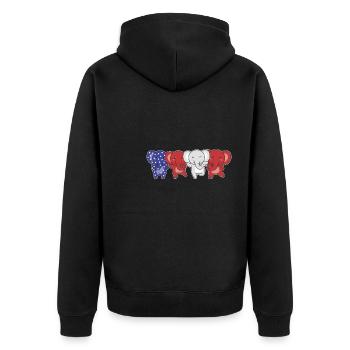 Elefant für den vierten Juli USA Flagge Elefanten - Unisex Premium Bio Zip Hoodie - Schwarz - Hinten - Nico (187cm)