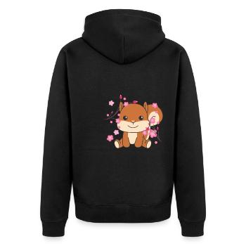 Eichhörnchen süße Tiere für Kinder Kawaii - Unisex Premium Bio Zip Hoodie - Schwarz - Hinten - Nico (187cm)