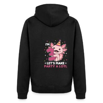 3ème anniversaire axolotl trois ans mignons axolotls - Veste à capuche bio Premium Unisexe - noir - Dos - Nico (187cm)