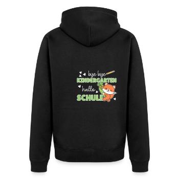 bye bye Kindergarten hallo Schule Fuchs - Unisex Premium Bio Zip Hoodie - Schwarz - Hinten - Nico (187cm)