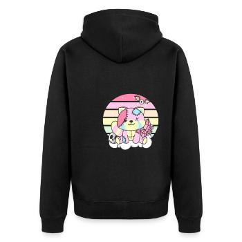 Kawaii Gothic Roter Panda Pastellfarben Gothic - Unisex Premium Bio Zip Hoodie - Schwarz - Hinten - Nico (187cm)