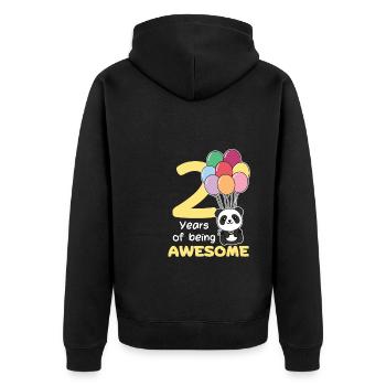 Panda for 2nd birthday children two years old - Unisex Premium Organic Zip Hoodie - black - Back - Nico (187cm)