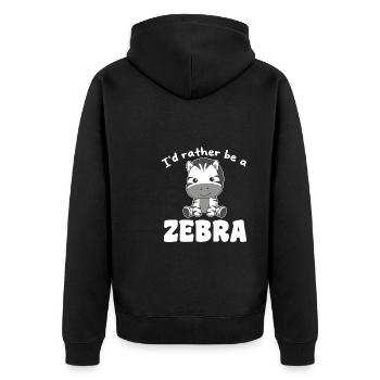 Ich wäre lieber ein Zebra - süßes Zebra - Unisex Premium Bio Zip Hoodie - Schwarz - Hinten - Nico (187cm)