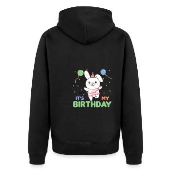 Lapin pour anniversaire pour les enfants c’est mon anniversaire - Veste à capuche bio Premium Unisexe - noir - Dos - Nico (187cm)