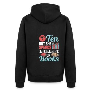 Book lover design with books for literature - Unisex Premium Organic Zip Hoodie - black - Back - Nico (187cm)