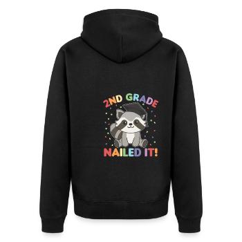 Kids 2nd Grade nailed it raccoon graduation - Unisex Premium Organic Zip Hoodie - black - Back - Nico (187cm)