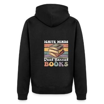 Minds read banned book Buchliebhaber Design - Unisex Premium Organic Zip Hoodie - black - Back - Nico (187cm)