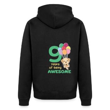 Labrador for the 9th birthday children nine years old - Unisex Premium Organic Zip Hoodie - black - Back - Nico (187cm)