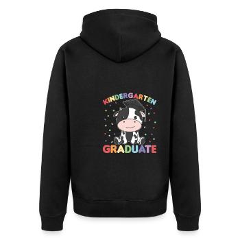 Kids Kindergarten graduate Kuh Graduation - Unisex Premium Bio Zip Hoodie - Schwarz - Hinten - Nico (187cm)