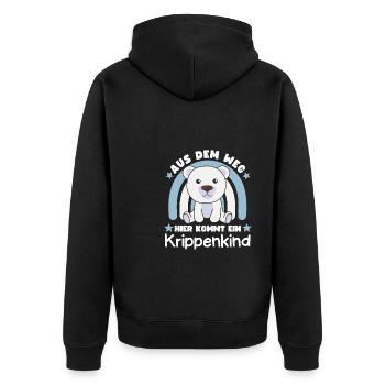 Aus Dem Weg Hier Kommt Ein Krippenkind Eisbär - Unisex Premium Bio Zip Hoodie - Schwarz - Hinten - Nico (187cm)