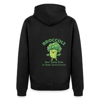 Broccoli Your Daily dose of Vegan Awesomeness - Unisex Premium Organic Zip Hoodie - black - Back - Nico (187cm)