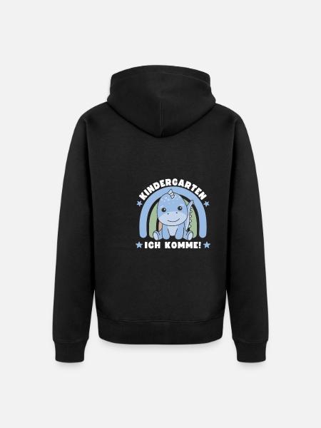Kindergarten Ich Komme! Dino - Unisex Premium Bio Zip Hoodie - Schwarz