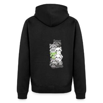 Agender Flag Pride LGBTQ Cute Raccoon Stack - Unisex Premium Organic Zip Hoodie - black - Back - Nico (187cm)