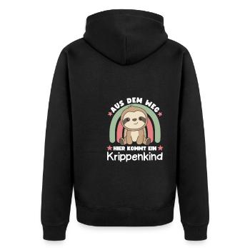 Aus Dem Weg Hier Kommt Ein Krippenkind - Unisex Premium Bio Zip Hoodie - Schwarz - Hinten - Nico (187cm)