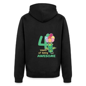 Drache zum 4. Geburtstag Kinder vier Jahre alt - Unisex Premium Bio Zip Hoodie - Schwarz - Hinten - Nico (187cm)