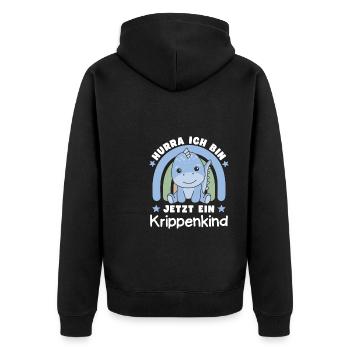 Hurra Ich Bin Jetzt Ein Krippenkind Dino - Unisex Premium Bio Zip Hoodie - Schwarz - Hinten - Nico (187cm)