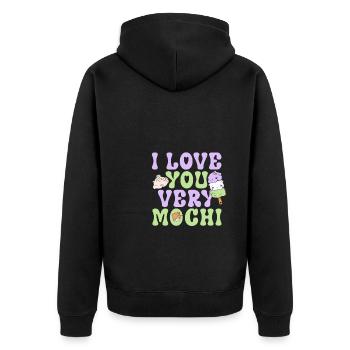 I love you very mochi - Kawaii mochi eis - Unisex Premium Bio Zip Hoodie - Schwarz - Hinten - Nico (187cm)