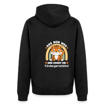 Aus Dem Weg Hier Kommt Ein Kindergartenkind Tiger - Unisex Premium Bio Zip Hoodie - Schwarz - Hinten - Nico (187cm)