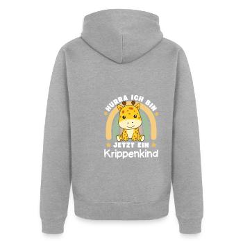 Hourra, je suis un enfant berceau maintenant - Veste à capuche bio Premium Unisexe - gris chiné - Dos - Nico (187cm)