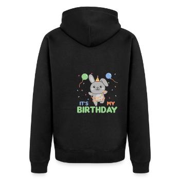 Lapin pour anniversaire pour les enfants c’est mon anniversaire - Veste à capuche bio Premium Unisexe - noir - Dos - Nico (187cm)