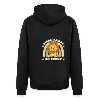 Crèche j’arrive! Lion - Veste à capuche bio Premium Unisexe - noir - Dos - Nico (187cm)