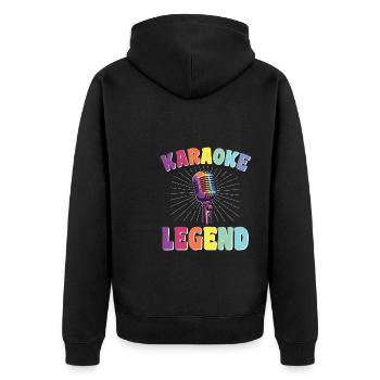 Un chanteur de karaoké dit une légende du karaoké rétro - Veste à capuche bio Premium Unisexe - noir - Dos - Nico (187cm)