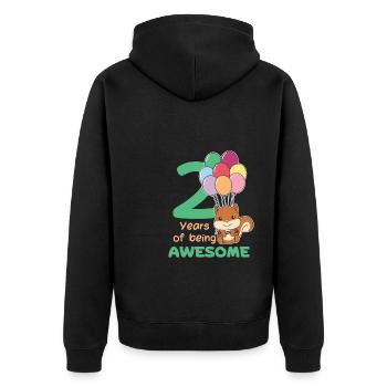 Squirrel for 2nd birthday children two years - Unisex Premium Organic Zip Hoodie - black - Back - Nico (187cm)