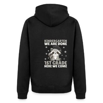 Kids Kindergarten graduate raccoon 1st grade - Unisex Premium Organic Zip Hoodie - black - Back - Nico (187cm)