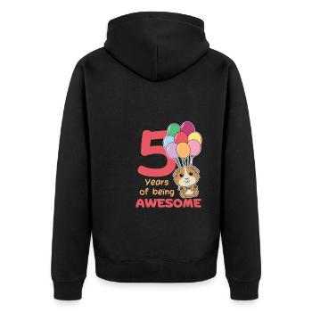 Cochons d’Inde pour les enfants de 5e anniversaire cinq - Veste à capuche bio Premium Unisexe - noir - Dos - Nico (187cm)