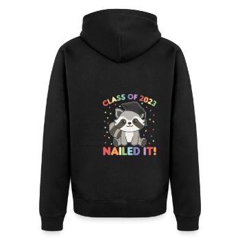 Kids Class of 2023 nailed it Waschbär - Unisex Premium Bio Zip Hoodie - Schwarz - Hinten - Nico (187cm)