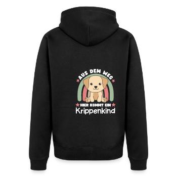 Aus Dem Weg Hier Kommt Ein Krippenkind Hund - Unisex Premium Bio Zip Hoodie - Schwarz - Hinten - Nico (187cm)
