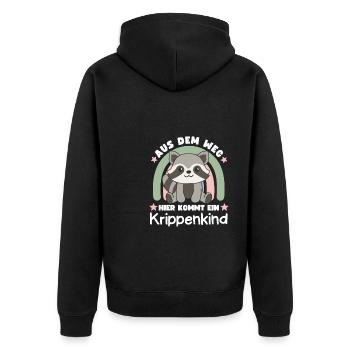 Aus Dem Weg Hier Kommt Ein Krippenkind - Unisex Premium Bio Zip Hoodie - Schwarz - Hinten - Nico (187cm)