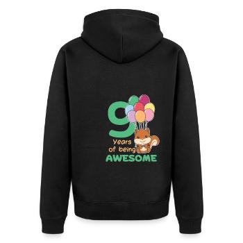 Squirrel for the 9th birthday children nine years - Unisex Premium Organic Zip Hoodie - black - Back - Nico (187cm)