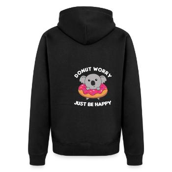 Süßer Koala lustige Tiere in Donut pink - Unisex Premium Bio Zip Hoodie - Schwarz - Hinten - Nico (187cm)