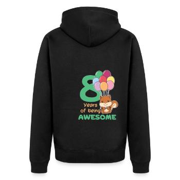 Squirrel for 8th birthday children eight years - Unisex Premium Organic Zip Hoodie - black - Back - Nico (187cm)