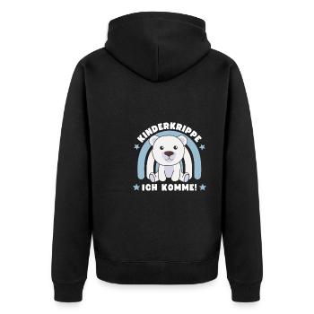 Kinderkrippe Ich Komme! Eisbär - Unisex Premium Bio Zip Hoodie - Schwarz - Hinten - Nico (187cm)